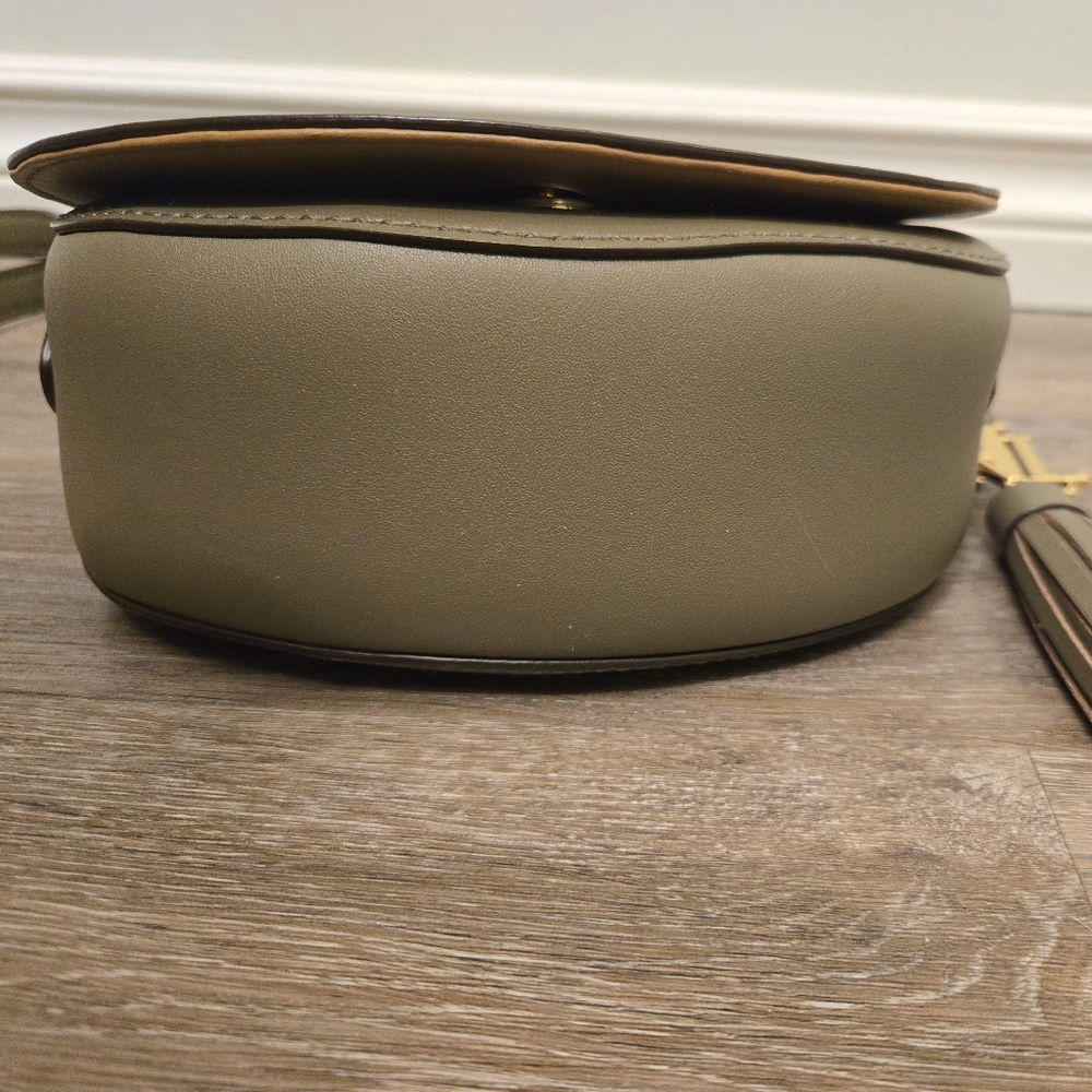 Lsuren Ralph Lauren Leather Mini Caley Saddle Bag Khaki Green - Picture 15 of 16